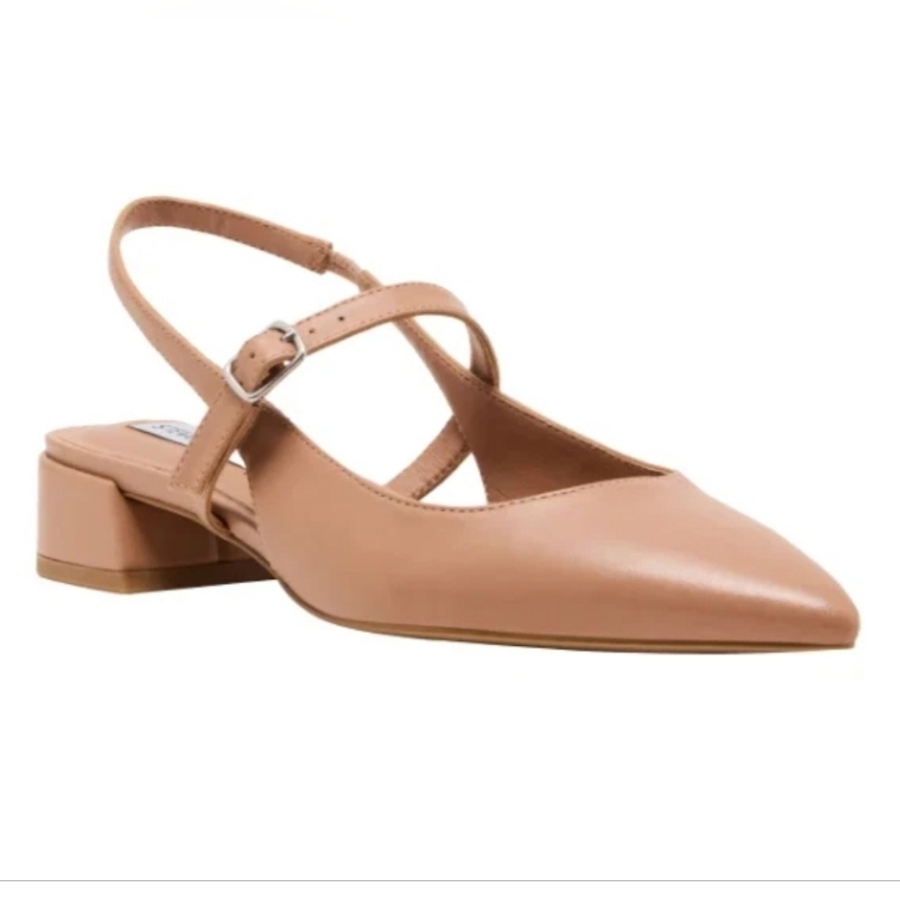Steve Madden Nude Tan Leather Pointed Slingback Flats